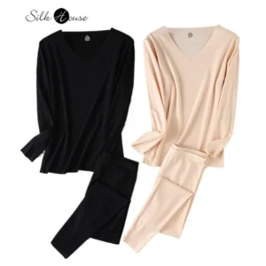 Woman Clothing Natural Mulberry Silk Modal Comfortable Soft Naked Skin Friendly Autumn Clothes Autumn Pants Breathable Warm Set