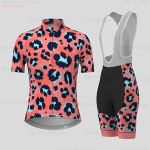 2026 Women Clothing Sets Leopard Print Cycling Jersey Summer Cycling Shorts Woman Clothes Mountain Bike Bicycle Set Sportwear