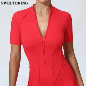 Woman Sports Jumpsuit Sportswear Sports Overalls Gym Set Yoga Clothing Suit for Fitness Set Women Tracksuit Zipper Short Sleeves