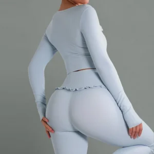 Fall/Winter 2Pcs Women Gym Yoga Female Outfit Outdoor Sports Quick-Dry Long-Sleeved Shirt Set Woman Two-Piece Suit Sportswear