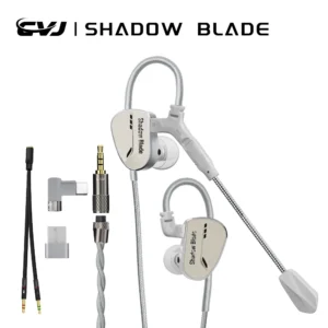 CVJ Shadow Blade Vibration Music Gaming IEM HIFI Wired in-ear Earphones Dynamic Driver + Vibration Unit with Tuning Tubes HD MIC