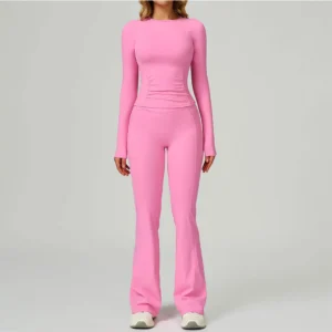 Workout Outfits Yoga Set 2 Pieces Fitness Sportswear Gym Tracksuit Long Sleeved Leggings Sports Bra Athletic Wear Women Clothes