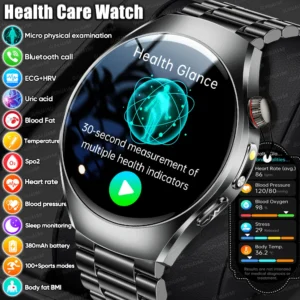 2026 New Accurate Body Health analysis Smart Watch Men ECG Blood lipids Uric acid Blood Pressure Body Fat Voice Call Smartwatch