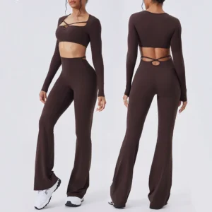 2PCS Yoga Suit Sports Set Women Sportswear Gym Set Women Tracksuit Running Workout Long Sleeve Sports Leggings Yoga Clothing ﻿