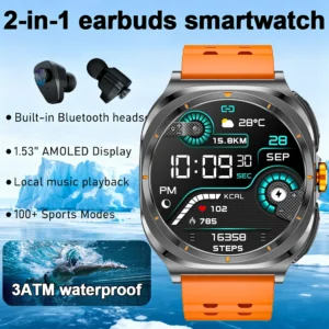 DAORKOW 2025 Bluetooth smartwatch, TWS earphones, dual earphones, call health monitor, sports music earphones, smartwatch2-in-1